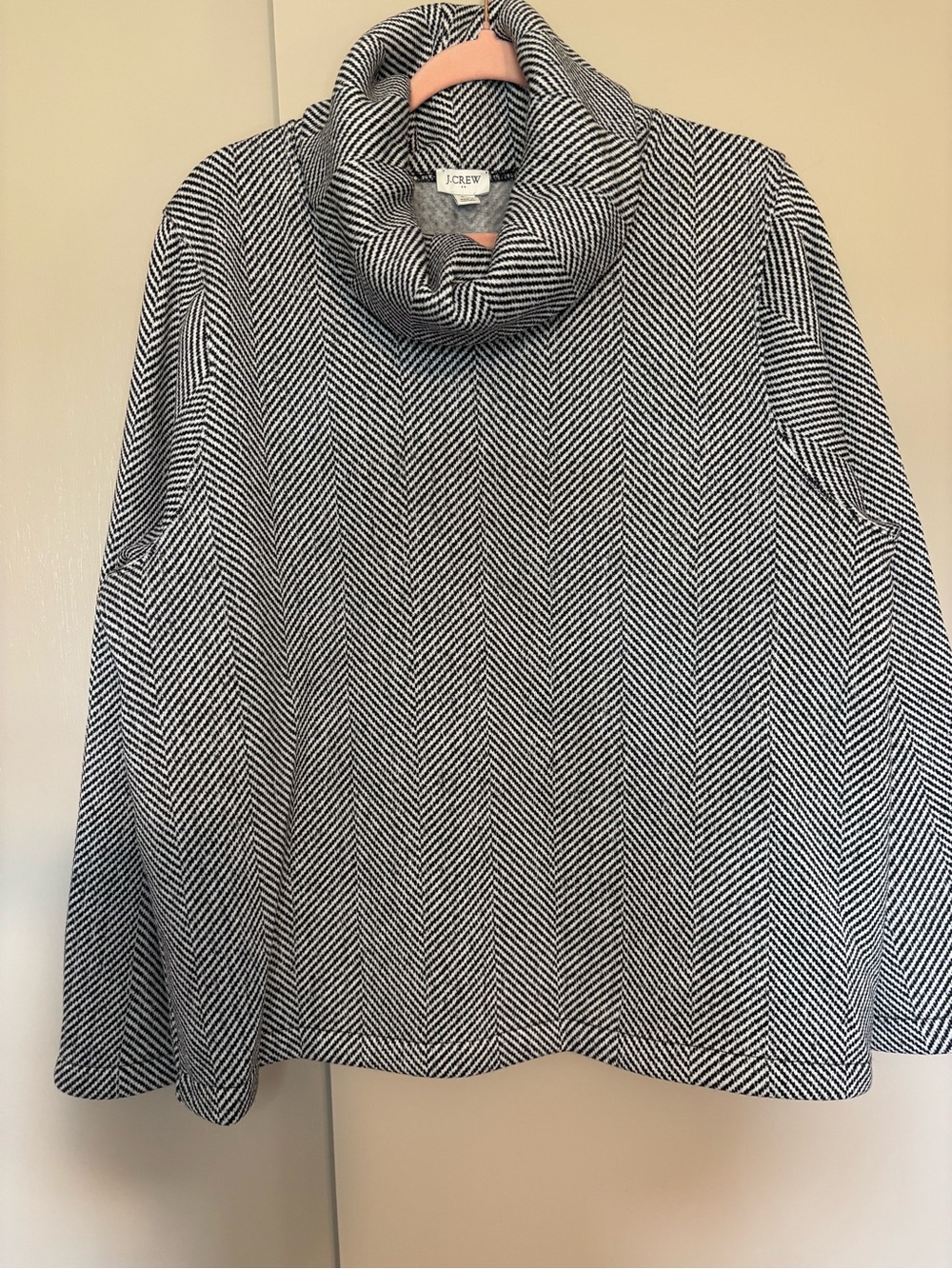 J. Crew Black & White Herringbone Cowl Sweater size 2X